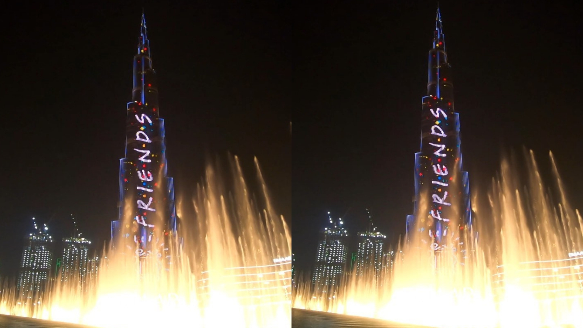 The Burj Khalifa Lights Up To Celebrate 25 Years Of Friends Harper