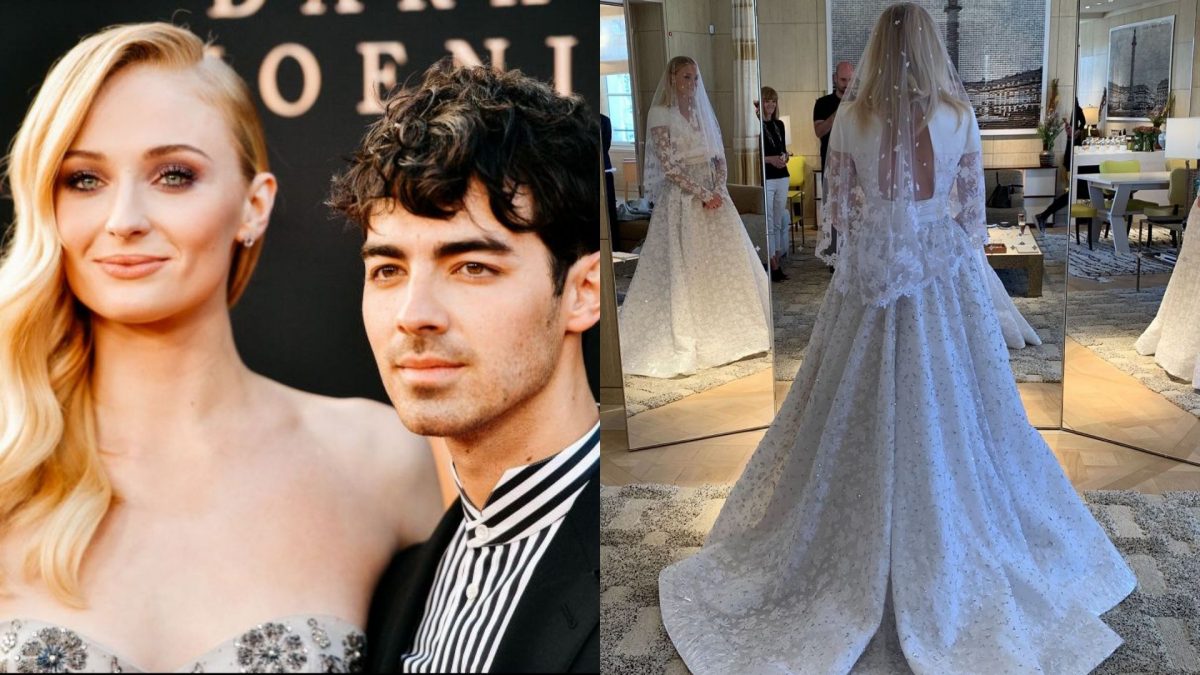 Sophie Turner's wedding gown took 350 hours to make  Celebrity wedding  dresses, Wedding dresses, Vegas wedding dress