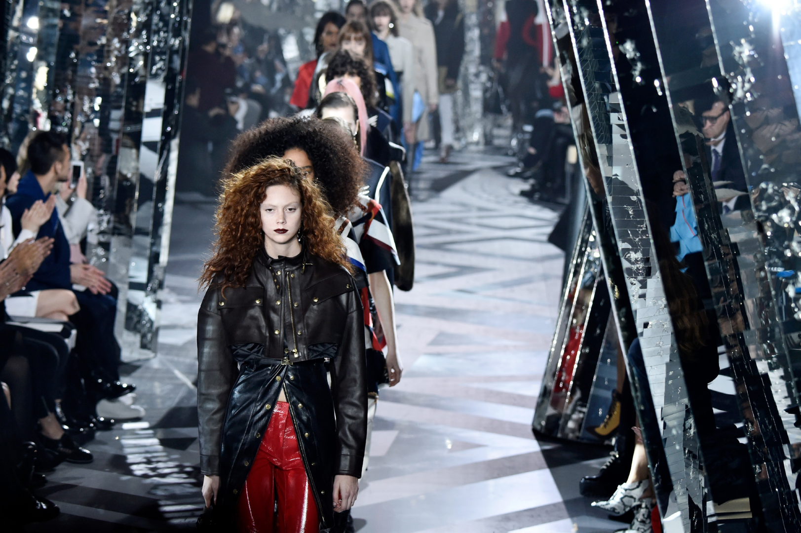 Model Sora Choi walking on the street outside the BOSS show during New York  Fashion Week 