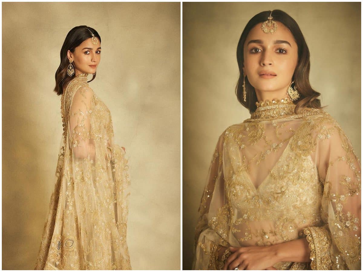 Alia Bhatt redefines royalty and elegance in golden lehenga glowing star